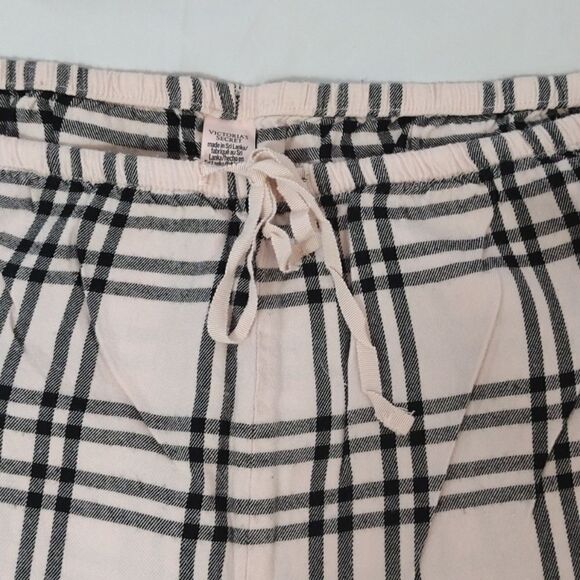 Victoria's Secret Pink Black Plaid High Rise Wide Leg Pajama Pants XL - Picture 6 of 13